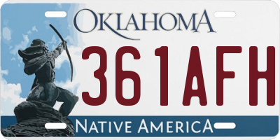 OK license plate 361AFH
