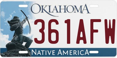 OK license plate 361AFW