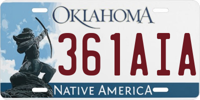 OK license plate 361AIA