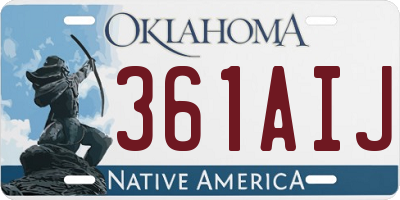 OK license plate 361AIJ