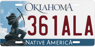 OK license plate 361ALA