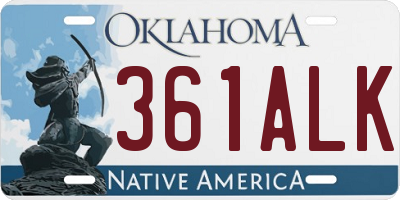 OK license plate 361ALK