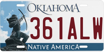 OK license plate 361ALW