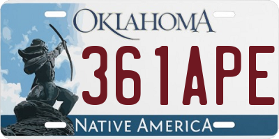 OK license plate 361APE