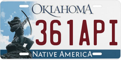 OK license plate 361API
