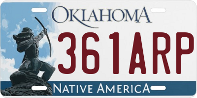 OK license plate 361ARP