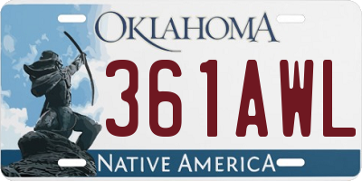 OK license plate 361AWL