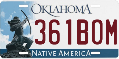 OK license plate 361BOM
