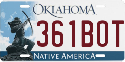 OK license plate 361BOT