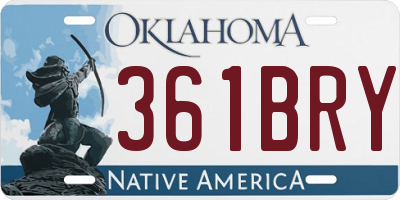OK license plate 361BRY