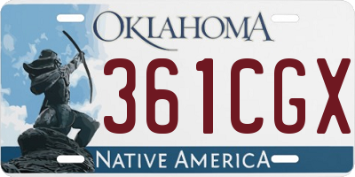 OK license plate 361CGX