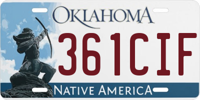 OK license plate 361CIF