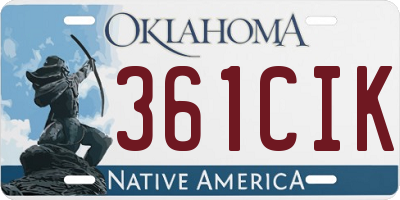 OK license plate 361CIK