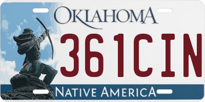 OK license plate 361CIN