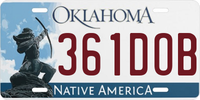OK license plate 361DOB