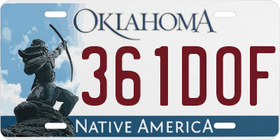 OK license plate 361DOF