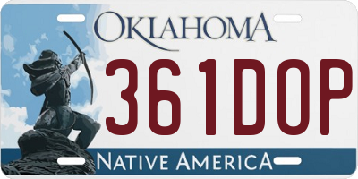 OK license plate 361DOP