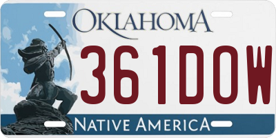 OK license plate 361DOW