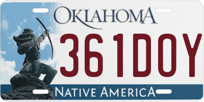 OK license plate 361DOY