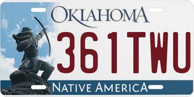 OK license plate 361TWU