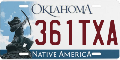 OK license plate 361TXA