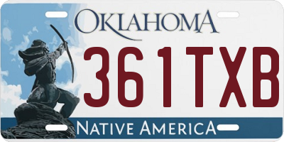 OK license plate 361TXB