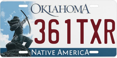 OK license plate 361TXR
