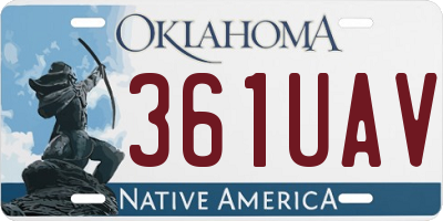 OK license plate 361UAV