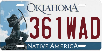 OK license plate 361WAD