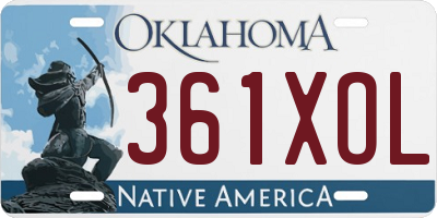 OK license plate 361XOL