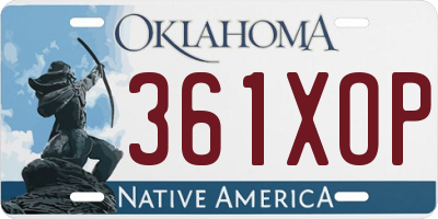 OK license plate 361XOP