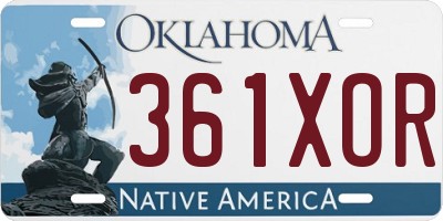 OK license plate 361XOR