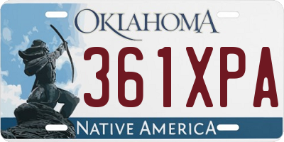 OK license plate 361XPA