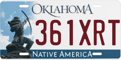 OK license plate 361XRT