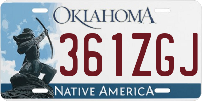 OK license plate 361ZGJ