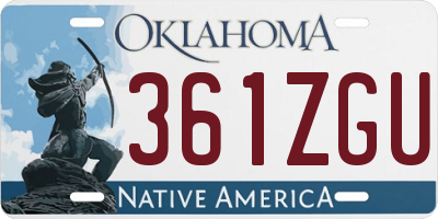 OK license plate 361ZGU