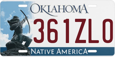 OK license plate 361ZLO