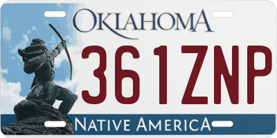 OK license plate 361ZNP