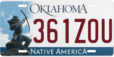 OK license plate 361ZOU