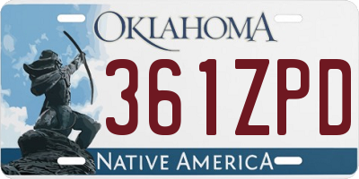 OK license plate 361ZPD