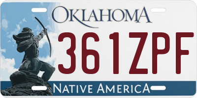 OK license plate 361ZPF