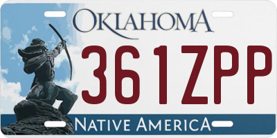 OK license plate 361ZPP
