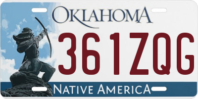 OK license plate 361ZQG