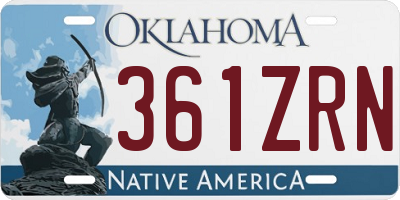 OK license plate 361ZRN