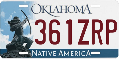 OK license plate 361ZRP