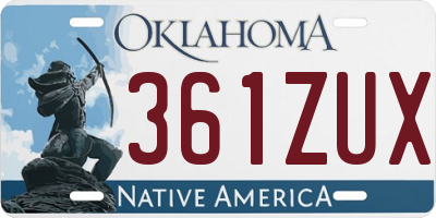 OK license plate 361ZUX