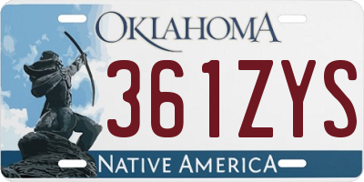 OK license plate 361ZYS