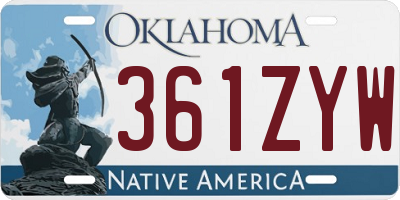 OK license plate 361ZYW