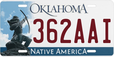 OK license plate 362AAI