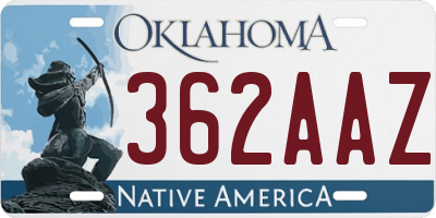 OK license plate 362AAZ